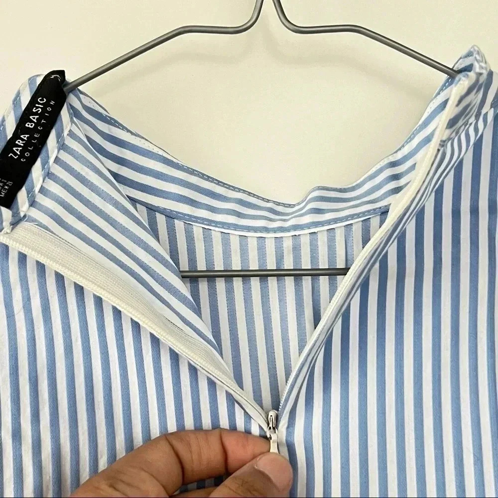 Zara Basic Blue White Stripes Dress for Summer XS - Picture 4 of 8